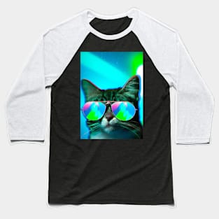 Cat with Sunglasses Baseball T-Shirt